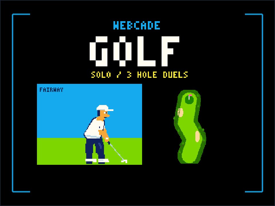 Golf &mdash; the title screen, a golfer at address beside a green