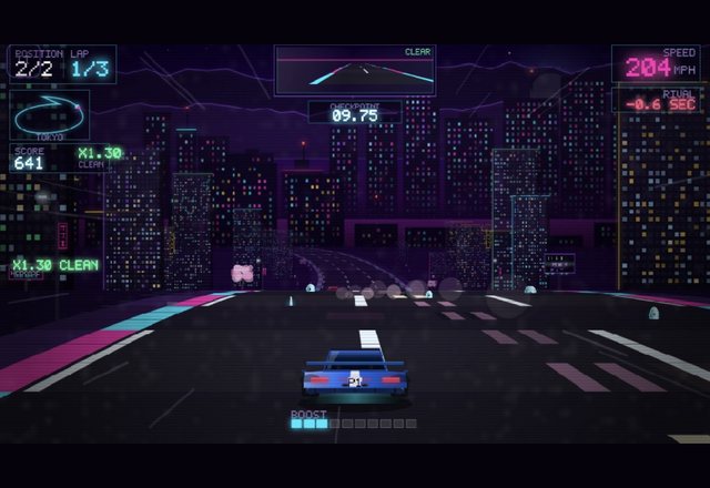 Neon Rivals &mdash; a neon city street at speed